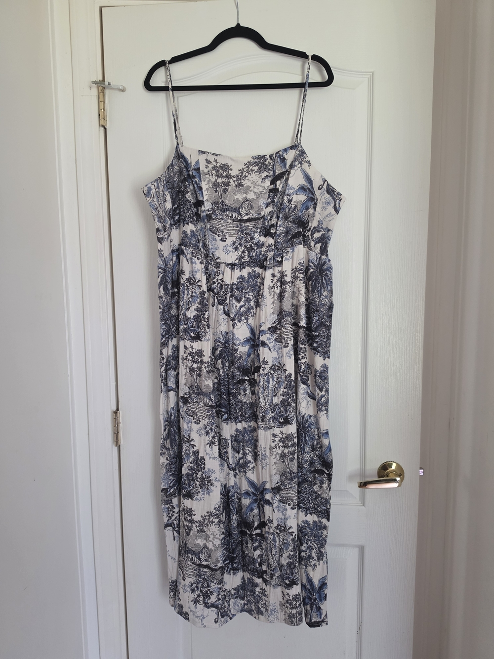 H&M Blue White Toile Print Maxi Dress New Size XXL